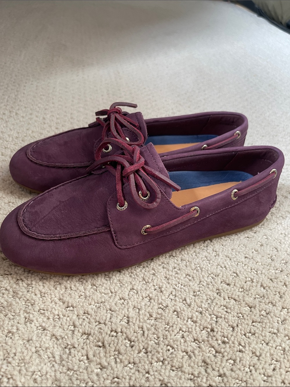 Sperry Plum Suede Boat Shoes - Picture 2 of 3